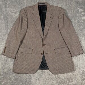 Polo University Club Ralph Lauren Blazer Wool Houndstooth Windowpane Men 46L Tan